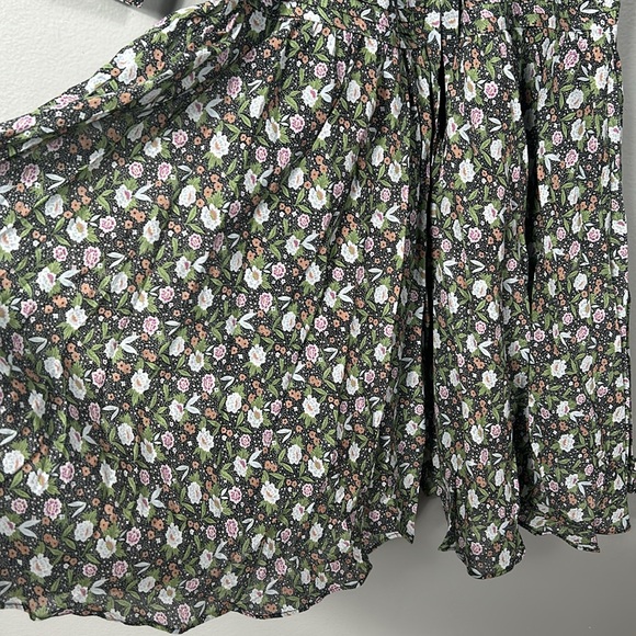 Joie Gabrielle Midi Cotton Tiered Skirt Balloon Sleeves Belted V Neck Dress sz 4 - Picture 13 of 17